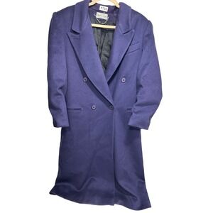 Ashley Scott Vintage Purple Double Breasted Petite Wool Blend Long Overcoat